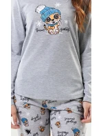 Dámske dlhé pyžamo Tiger grey - Vienetta Dámske dlhé pyžamo Tiger grey - Vienetta