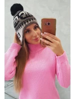 Rosa dámska čiapka s brmbolcom K368 čierna+mocca+béžová Rosa dámska čiapka s brmbolcom K368 čierna+mocca+béžová