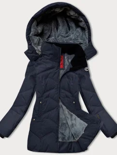 Dámska zimná bunda s odnímateľnou kapucňou LHD tmavomodrá (LHD-24577)