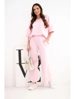 Dámsky maslový viskózový set mikina a široké nohavice candy pink Dámsky maslový viskózový set mikina a široké nohavice candy pink