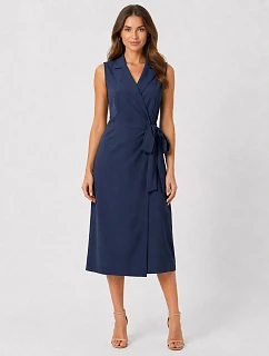 Dámske elegantné zavinovacie šaty S275 tmavomodré - Stylove