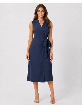 Dámske elegantné zavinovacie šaty S275 tmavomodré - Stylove