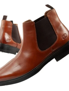 Pánske topánky Skechers Miller-Boris sable elegantné kožené hnedé