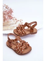 Dziecięce Sandały Na Rzep Z Paseczkami Brązowe Sammy