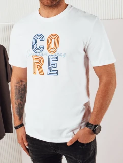 Pánske biele tričko s potlačou FashionStreet RX5383