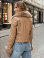 Dámska kožená bunda s ťavou kožušinou FashionStreet TY5139