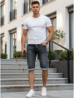 Pánske džínsové šortky s lemom čierne FashionStreet SX2619