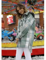 Zelená dámska károvaná košeľová bunda (AG3-1813)