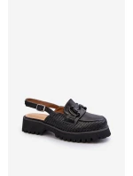 Sandały Damskie Na Płaskim Obcasie Z Ozdobą Czarne D&A MR38-656