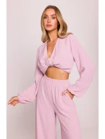 M862 Široké nohavice - krepová ružová