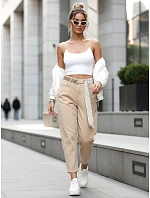 Dámske džínsy s vysokým pásom mom fit béžová FashionStreet UY2936 Dámske džínsy s vysokým pásom mom fit béžová FashionStreet UY2936