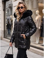 Dámska zimná prešívaná bunda s kapucňou, čierna, FashionStreet TY5755