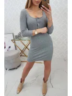 Šaty s výstrihom na gombíky sivé Šaty s výstrihom na gombíky sivé