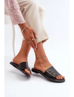 Zazoo 40384 Elegantné dámske čierne kožené žabky