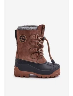 Wysokie Ciepłe Śniegowce Dziecięce Ze Ściągaczem Lee Cooper LCJ-24-44-2842K Brązowe
