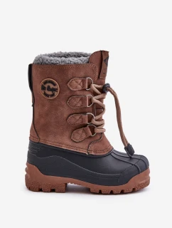 Vysoké teplé detské snežnice so šnúrkou Brown Lee Cooper LCJ-24-44-2842K