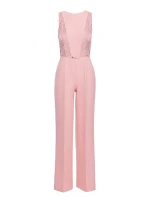 M866 Kombinéza s čipkovanými panelmi - púdrová