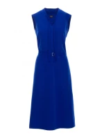 S410 Šaty áčkového strihu so zaväzovaním a výstrihom do V - kráľovská modrá