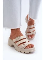 Dámske papuče na nízkom podpätku ZAXY light beige