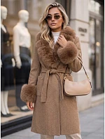 Dámsky kabát s odnímateľným kožušinovým golierom Fango FashionStreet TY6075 Dámsky kabát s odnímateľným kožušinovým golierom Fango FashionStreet TY6075