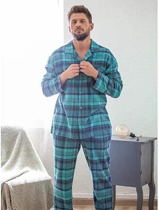 Pyžamo Key MNS 048 B26 s dlhými rukávmi, veľkosti M–2XL, zapínacie Pyžamo Key MNS 048 B26 s dlhými rukávmi, veľkosti M–2XL, zapínacie