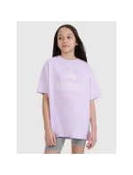 Dievčenské tričko oversize s potlačou 4F 4FJWSS25TTSHF1870-52S