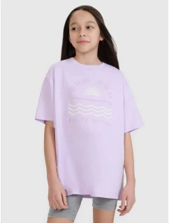 Dievčenské tričko oversize s potlačou 4F 4FJWSS25TTSHF1870-52S