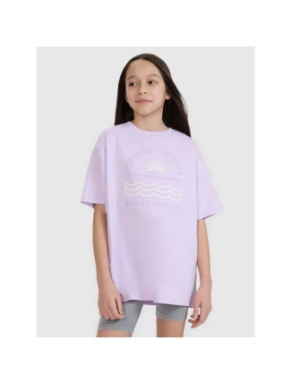 Dievčenské tričko oversize s potlačou 4F 4FJWSS25TTSHF1870-52S