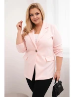 Dámske plus veľkosť viskózové sako s dlhými rukávmi a golierom Candy Pink Dámske plus veľkosť viskózové sako s dlhými rukávmi a golierom Candy Pink