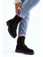 Damskie Botki Workery Na Suwak Czarne Ninsuni