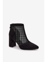 Botki Damskie Na Słupku Z Siateczką D&A LZ52-944 Czarne