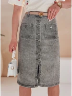 Džínsová midi sukňa GUZIKOVA sivá FashionStreet CY0510