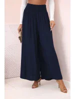 Dámske viskózové nohavice s elastickým pásom tmavomodré