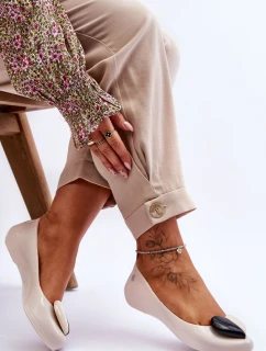 Damskie Baleriny Z Serduszkiem ZAXY LL285030 Jasnobeżowe