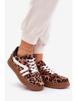 Damskie Sneakersy Na Platformie Panterka Brązowe Totter