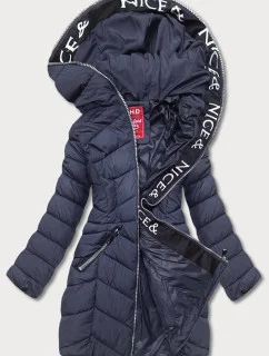 Tmavomodrá páperová dámska bunda pre prechodné obdobie (2M-001)