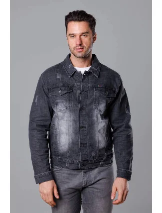 Čierna pánska džínsová bunda (MJ525N)
