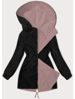 Ružovo-čierna tenká obojstranná bunda parka pre ženy (16M9081-51)