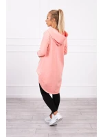 Mikina s dlhým chrbtom a kapucňou marhuľová