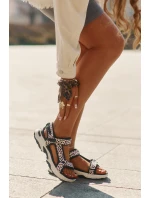 Sandały Damskie Na Rzepy D.Franklin DFSH406002 Czarno-Beżowe