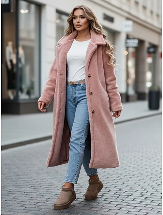 Dámsky zimný kabát s kožušinou, dlhý, NY0751z, ružový – FashionStreet Dámsky zimný kabát s kožušinou, dlhý, NY0751z, ružový – FashionStreet