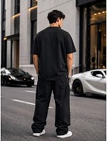 Pánske základné bavlnené oversize čierne tričko FashionStreet RX5682