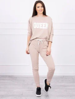 Súprava s potlačou Queen béžová