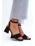 Sandały Damskie Na Obcasie Z Eko Zamszu Vinceza 17328 Czarne