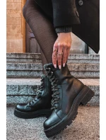 Dámské trapery kotníkové boty z eko kůže černé Bellora