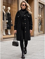 Dlhý dámsky kabát z ovčej kože, čierny, FashionStreet NY0801 Dlhý dámsky kabát z ovčej kože, čierny, FashionStreet NY0801