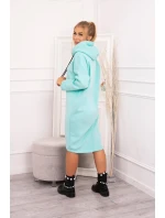Šaty s kapucňou a bočným rázporkom mint