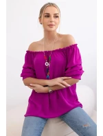 Španielska blúzka s ozdobnými rukávmi tmavo fialová Španielska blúzka s ozdobnými rukávmi tmavo fialová