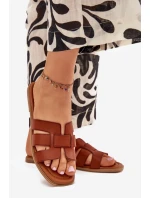 Klapki Damskie Na Płaskim Obcasie Camel Mirona