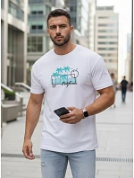 Pánske tričko s klasickou bielou potlačou FashionStreet NX5020R